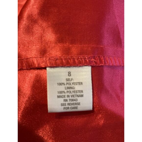 Red Cocktail Valentine Party Dress Size 8 Sleeveless Pleated Skirt Ruffled Neck - Picture 7 of 7